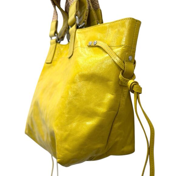 Isabel Marant Wardy Leather Tote Yellow Straw Straps Large Carryall Bag - Picture 3 of 11